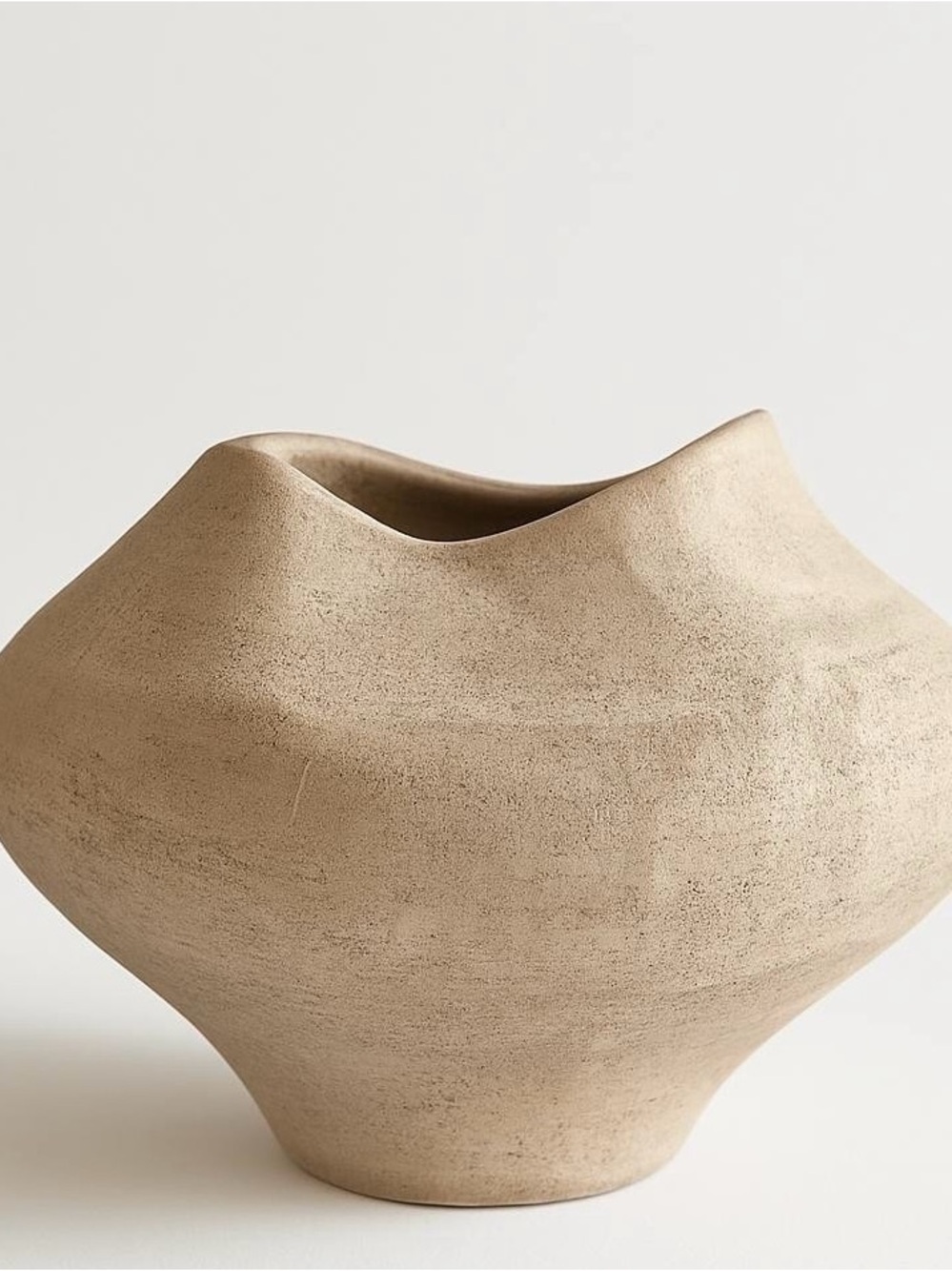 Neutral Sculpted Ceramic Vase - Brand Unbranded